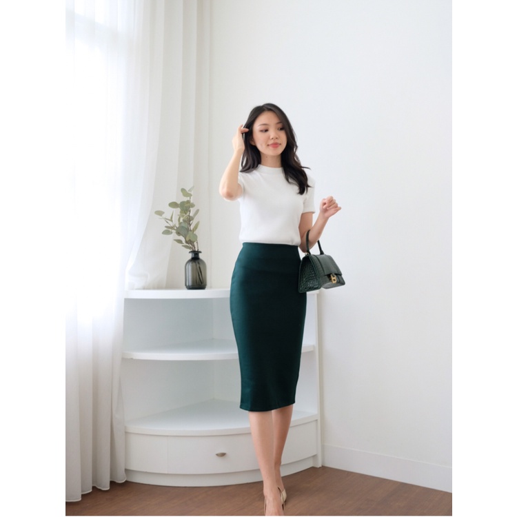 Kadaka B-0105 Midi Skirt Premium Cotton Stretch