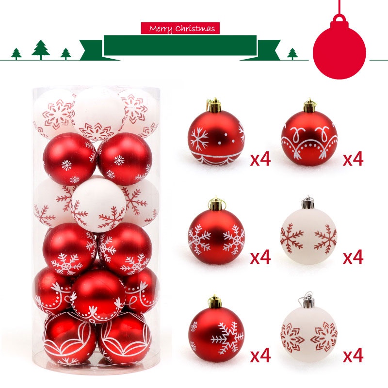 [Christmas Home Decoration Products] [24 Pcs Christmas decoration ball ][Red Gold Color Painted Ball Decoration Christmas Tree Pendant] [Xmas Home Decor Accessories]