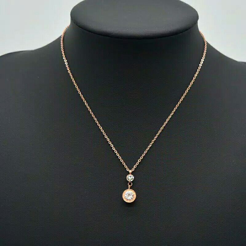 GG Kalung Rose Gold Aksen BVL*G*A*RI Titanium Lapis Emas 18k#KL-BVES