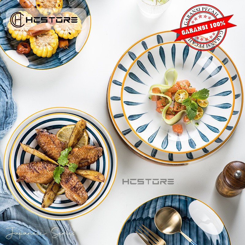 piring keramik makan bulat steak dan biasa 8 inch design jepang korea bisa untuk oven panggang-2