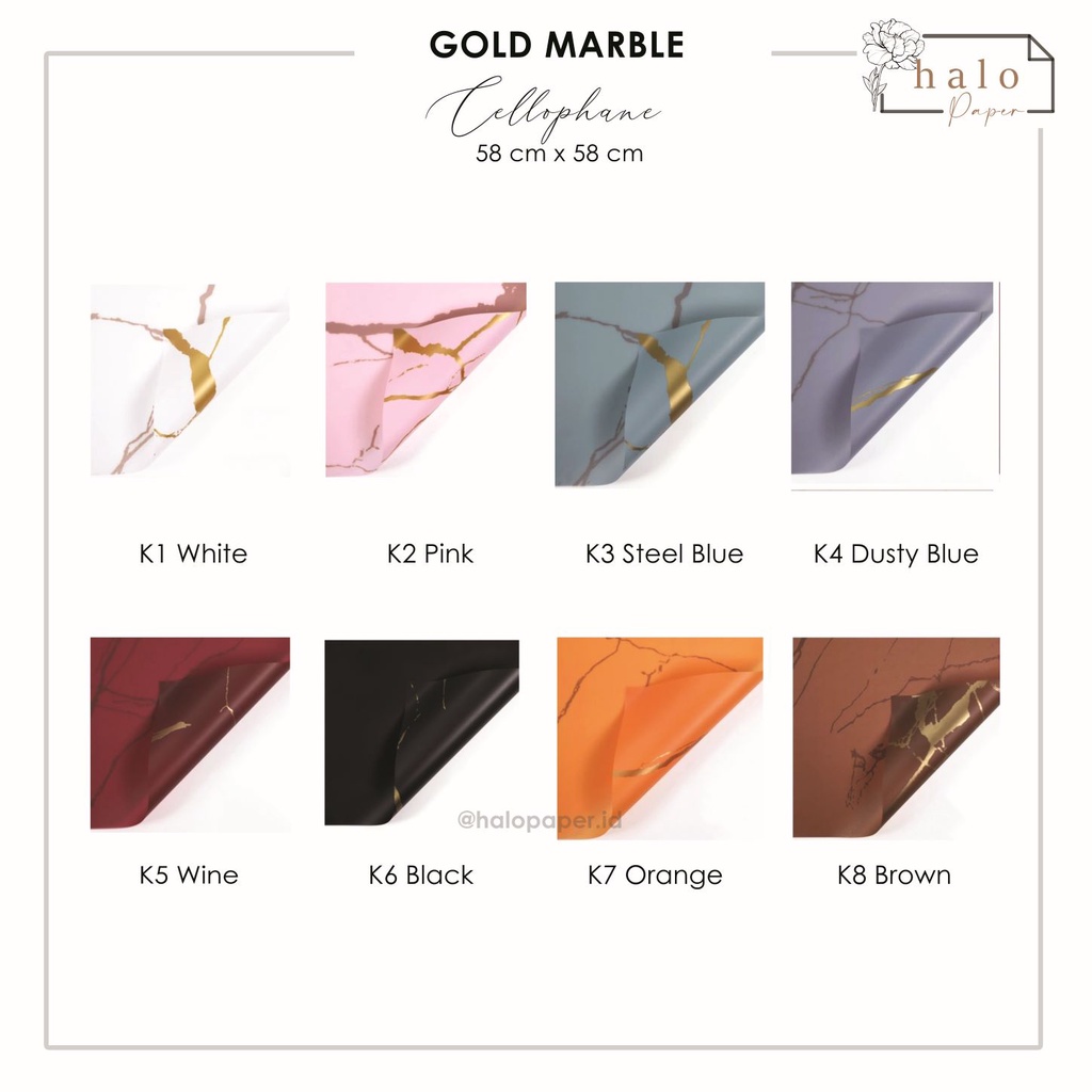 

(1 Lembar) MARBLE - FLOWER WRAPPING PAPER WATERPROOF OPP GOLD MARBLE