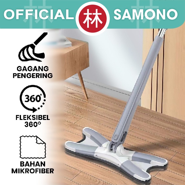 SAMONO SCM011 Alat Tongkat Pel Lap Lantai X Mop Handle Wash Rotasi 360