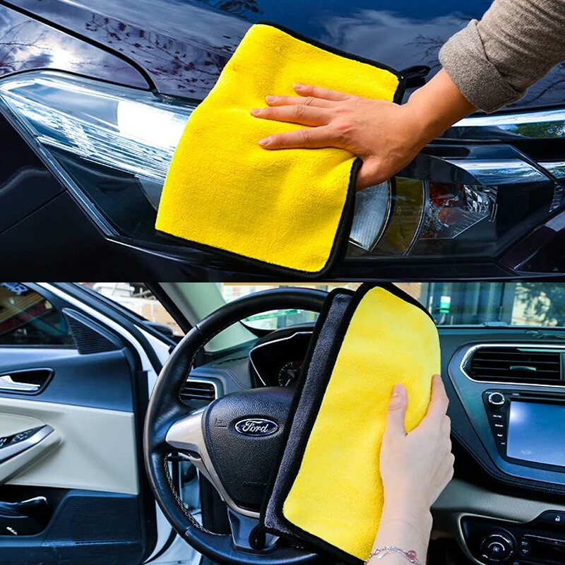 Kain Lap Microfiber Serbaguna 30x40Cm 2 Sisi Bulu Halus Super Tebal Daya Serap Air Car Cleaning Cloth