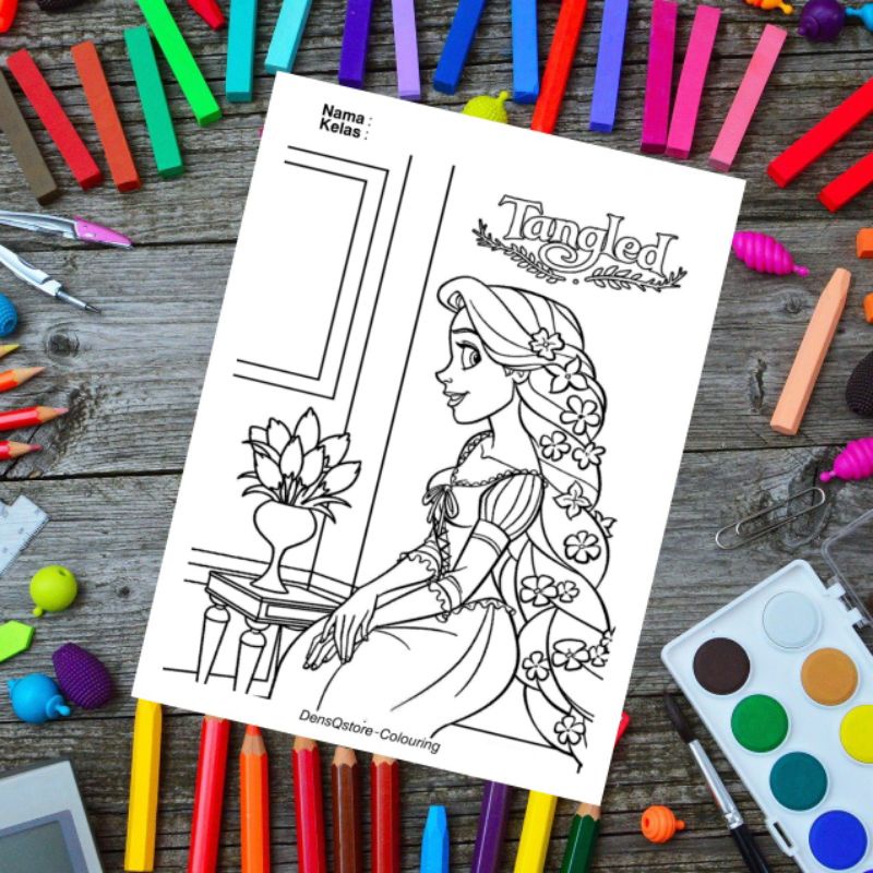 

Kertas Mewarnai Anak Tema Tangled / Kertas Gambar /Kertas Mewarnai Gambar (10 Lembar)