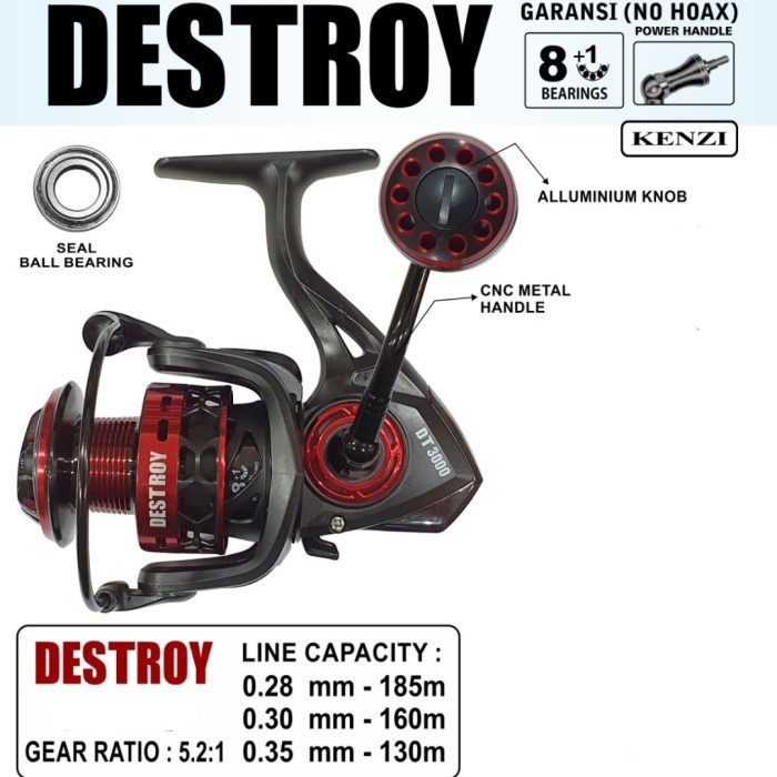 Reel Pancing KENZI DESTROY (Color BLACK RED) - 3000
