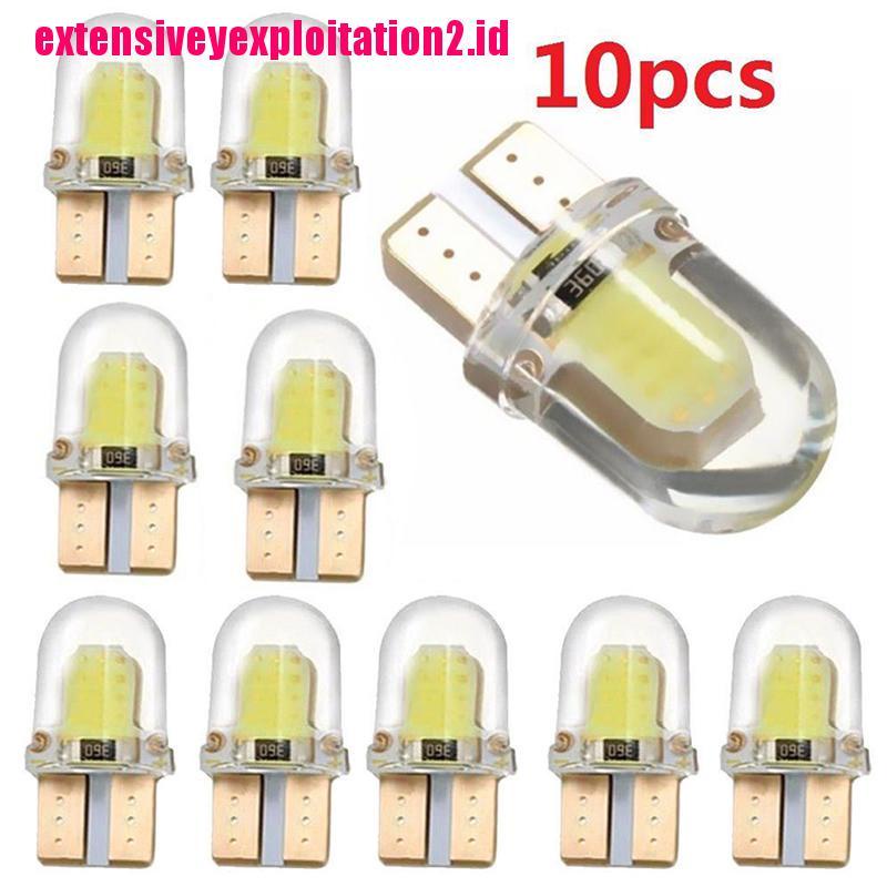 10pcs Lampu LED COB T10 194 W5W Wedge Bahan Silikon Untuk Pintu Mobil