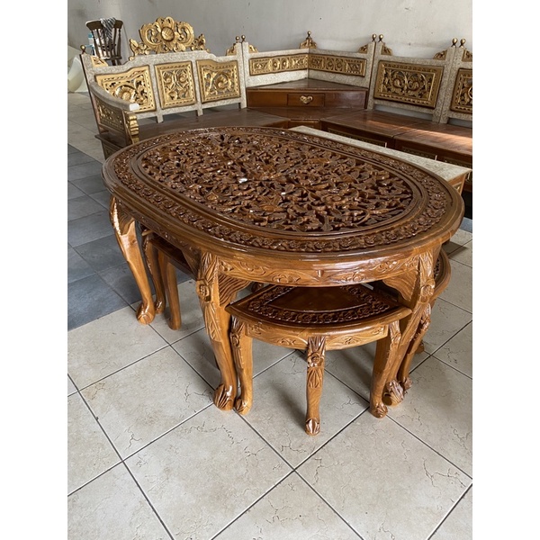 meja makan osin kursi 6 asli kayu jati,asli jepara