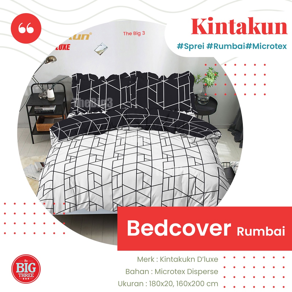 KINTAKUN Bedcover + Sprei Rumbai 180x200 / 160x200 - Aalborg Ambar Amina Arfana Bakula Bena Celestia Elva Gemi Marma Nadhar Radeva Rafly Shakila Tiwi Wana Adira Alisa Akma  - King 180 160 Queen BC