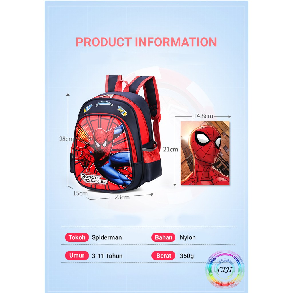 CJBP-S TINO TINO Tas Ransel / Backpack / Sekolah Anak Laki-Laki Karakter Superhero 3D