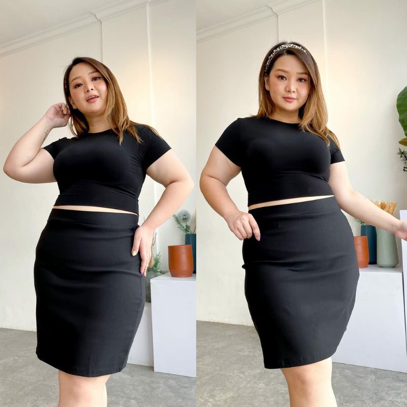 ROK SPAN PENDEK JUMBO BAHAN SCUBA / ROK KERJA PENDEK WANITA / ROK SPAN PENDEK JUMBO