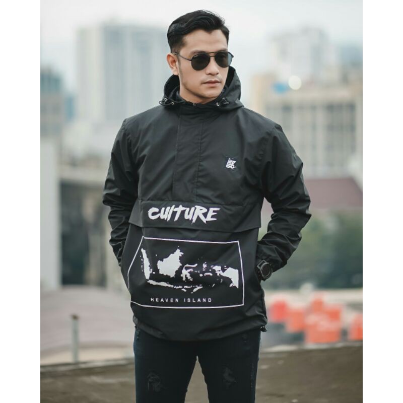 JAKET CAGOULE CASUAL PRIA CULTURE INDONESIA IRIGINAL INDIGO