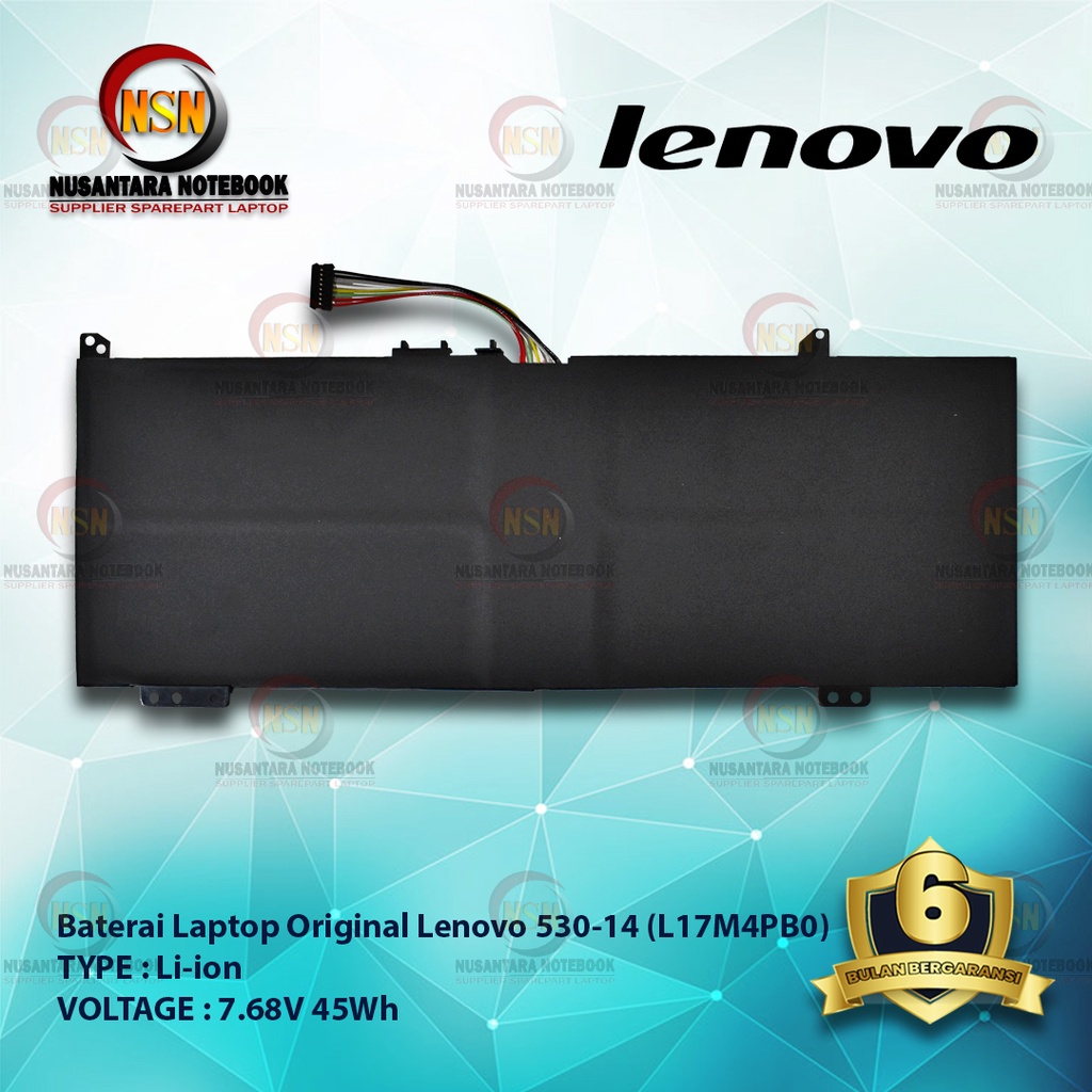 Baterai Original Laptop Lenovo For 530-14 (L17M4PB0) 7.68V 45Wh