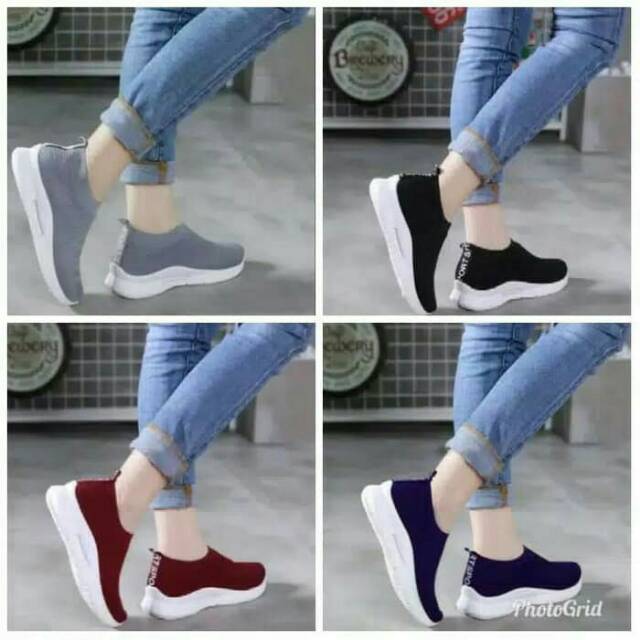 Sepatu Slip On Vegasus Wanita/ Sepatu Venom Kasual Cewek/ Sepatu Sekolah TK SD SMP SMA Tanpa Tali
