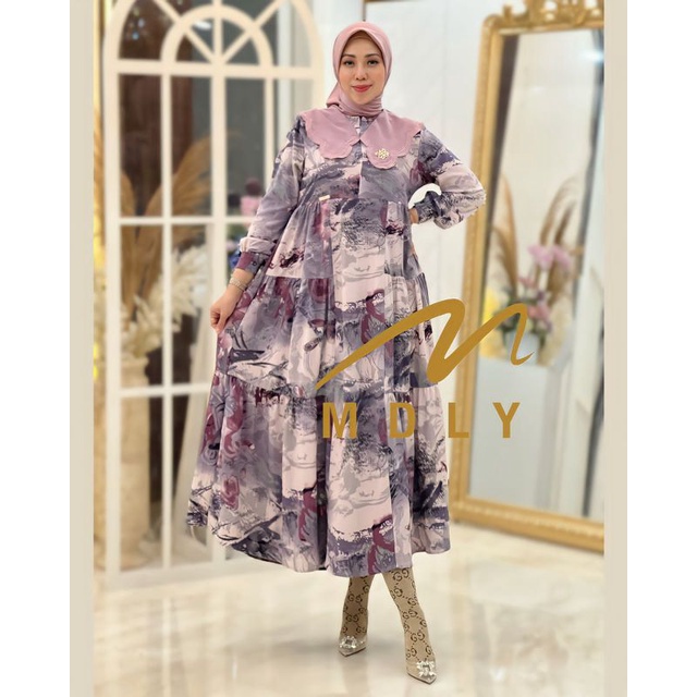 Gamis Dress Wanita Terbaru Ryuka Midi  Dress By MDly 3180