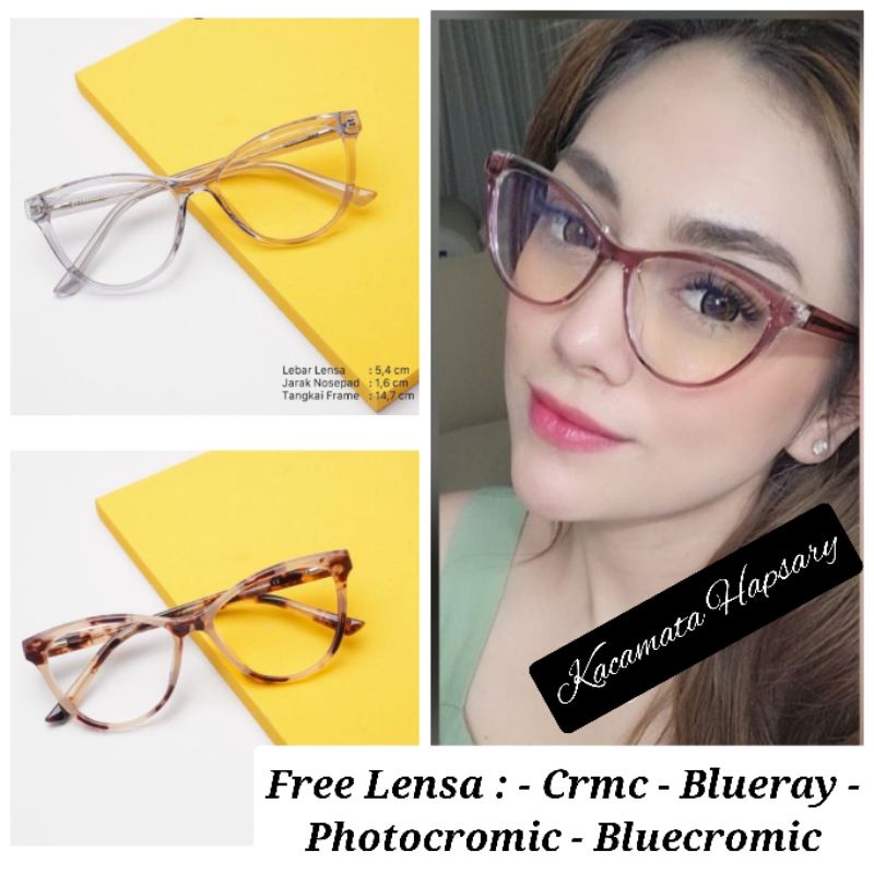 KACAMATA MINUS FRAME CAT EYE 7004 LENSA ANTI RADIASI | KACAMATA WANITA | PHOTOCROMIC &amp; BLUERAY | KACA MATA PLUS | KACAMATA TERBARU