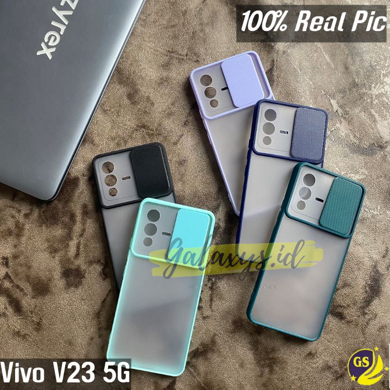 Vivo V23 5G 2022 / Vivo Y21T Y21A Y21S Y21 Y33S Y33T Y1S Y12i Y11 Slide Case Protection Camera Matte Candy Kamera Sliding Casing Pelindung Kamera Sleding