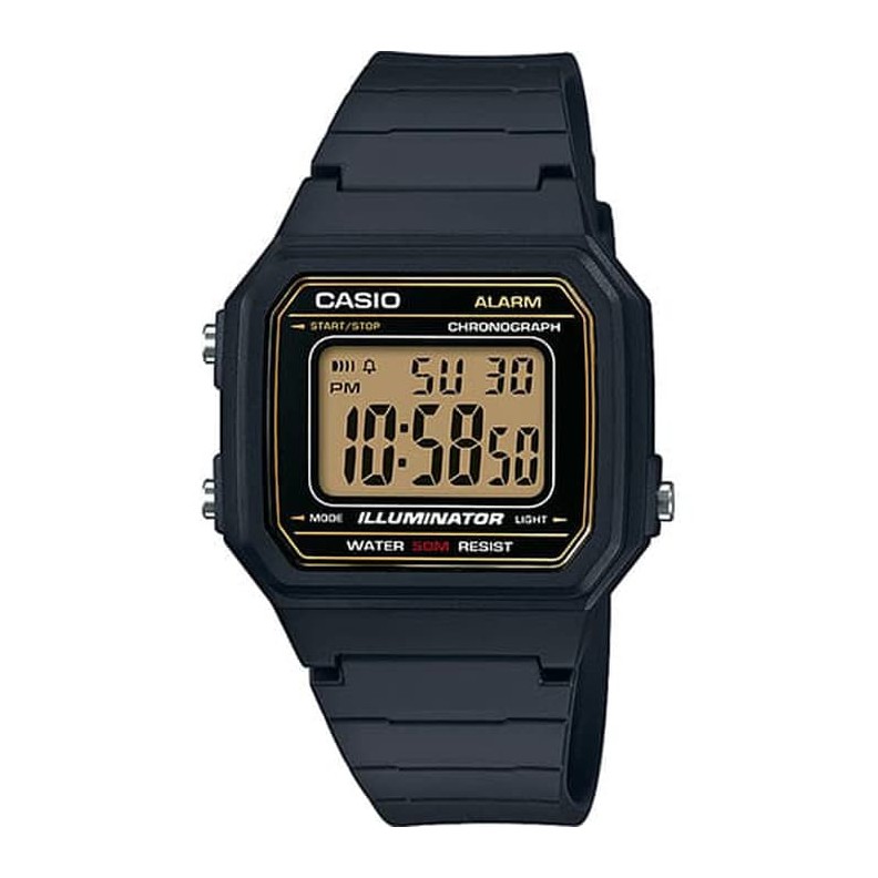 Casio Original W217H-9A /  W-217H-9A Jam Tangan Pria Digital Karet Hitam