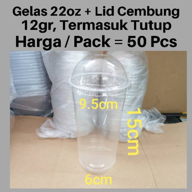 Gelas Plastik Starindo 22oz + Tutup Cembung / Gelas Plastik Starindo 22oz / Gelas Plastik 22oz