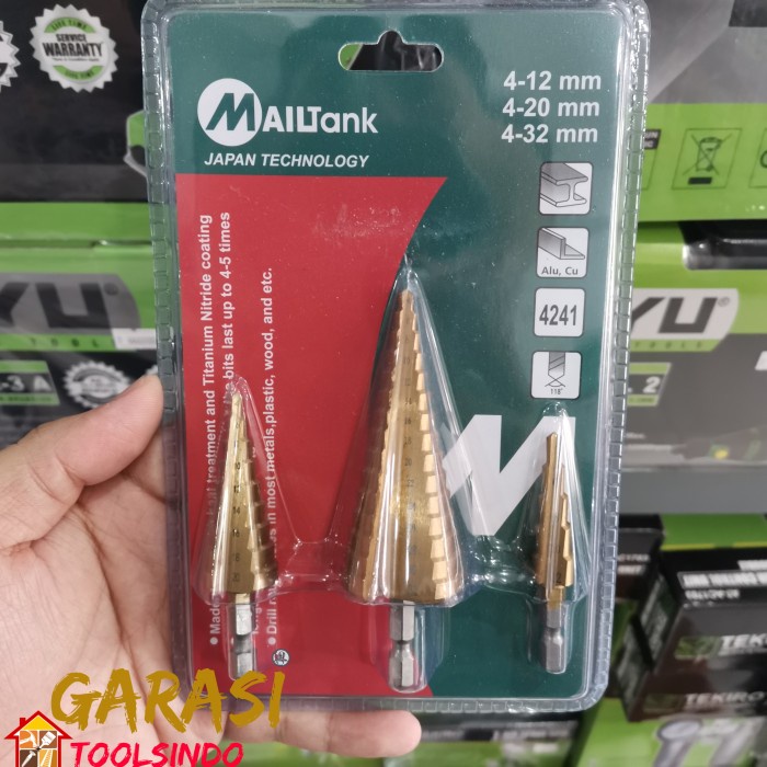 Mata bor pagoda 3 pcs Mailtank bor spiral step drill bor tingkat besi