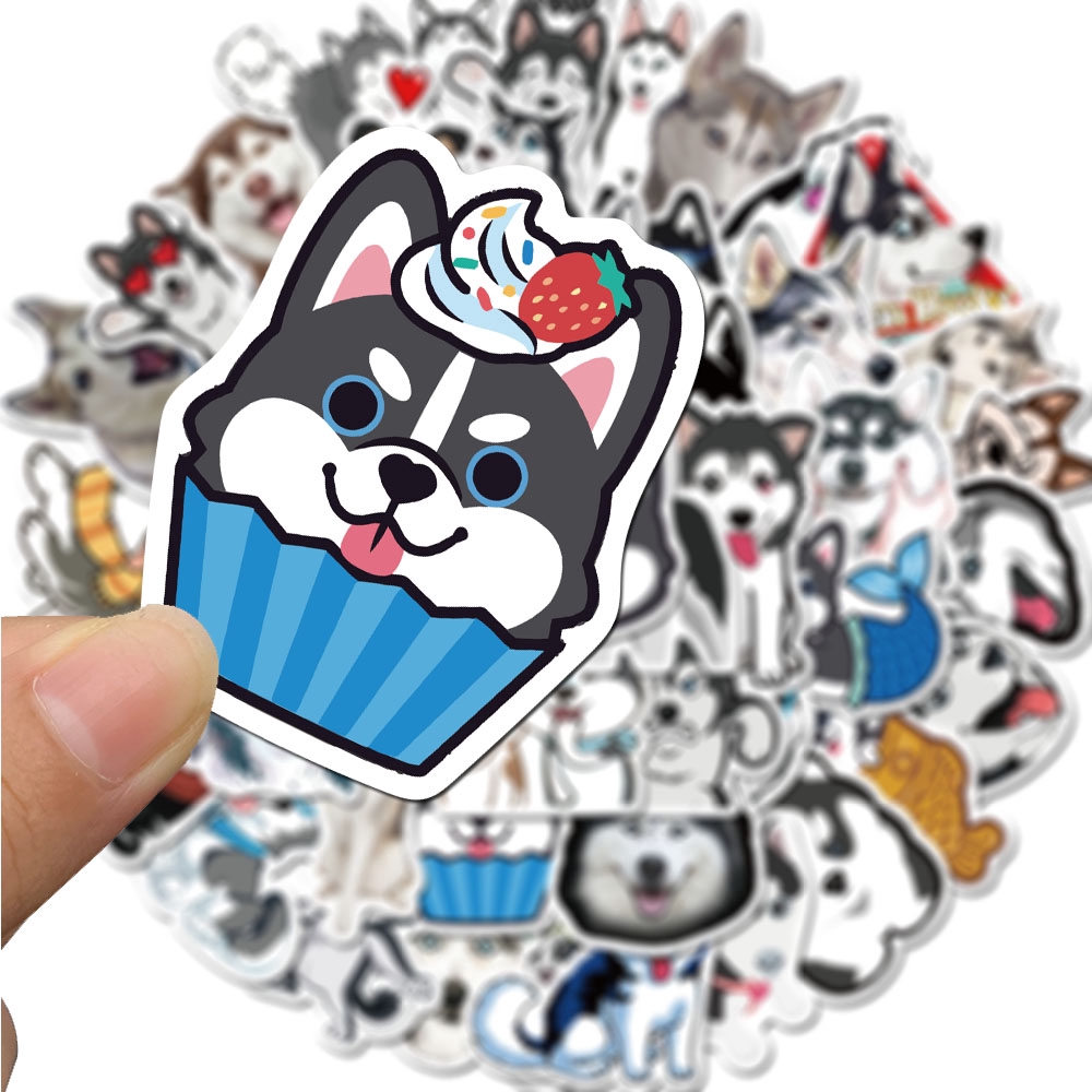 50pcs Pack Animal Pet Siberian Husky Stickers For Skateboard Guitar Motorcycle Laptop Waterproof Waterproof Sticker Toy Decals