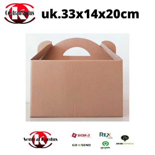 

(ISI 10PCS) kardus packing box pizza/box jinjing/hampers/diecut uk 33x14x20cm-centralkardus