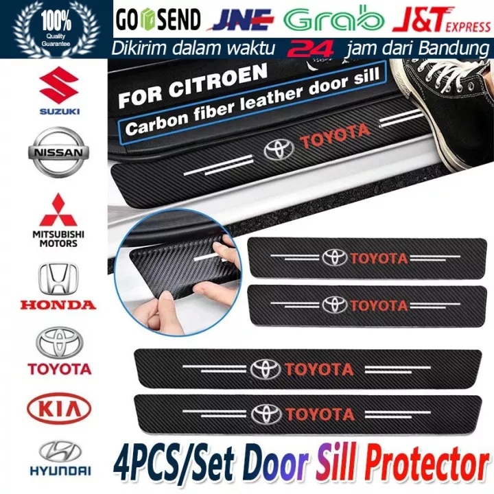 4 pcs Stiker Pelindung Pintu Mobil Bahan Carbon Fiber Untuk Toyota Avanza Rush Kijiang Innova Calya Razie Yaris