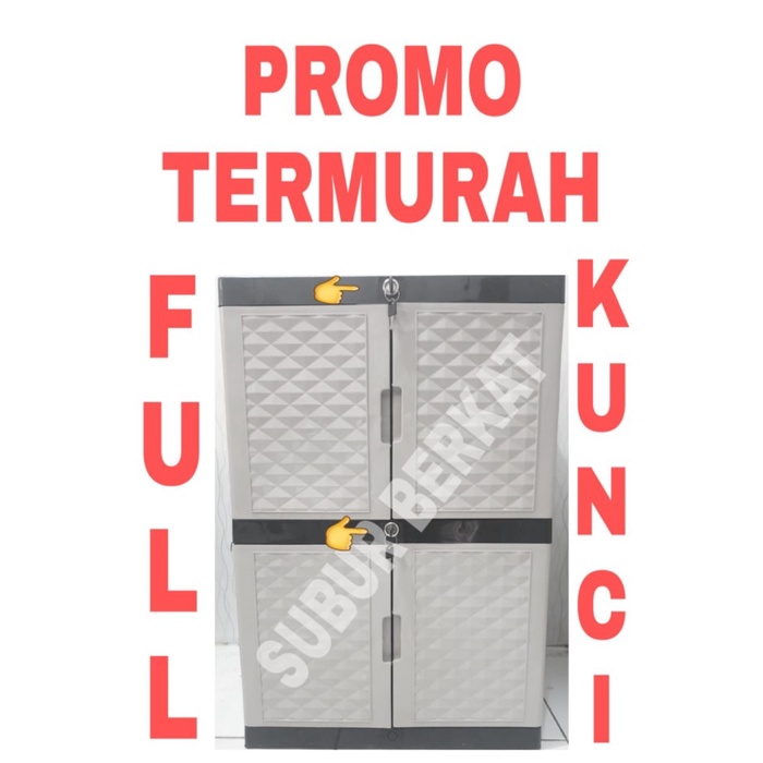 Lemari Plastik Lemari Pakaian DIAMOND 4 SUSUN KUNCI - 2 Susun