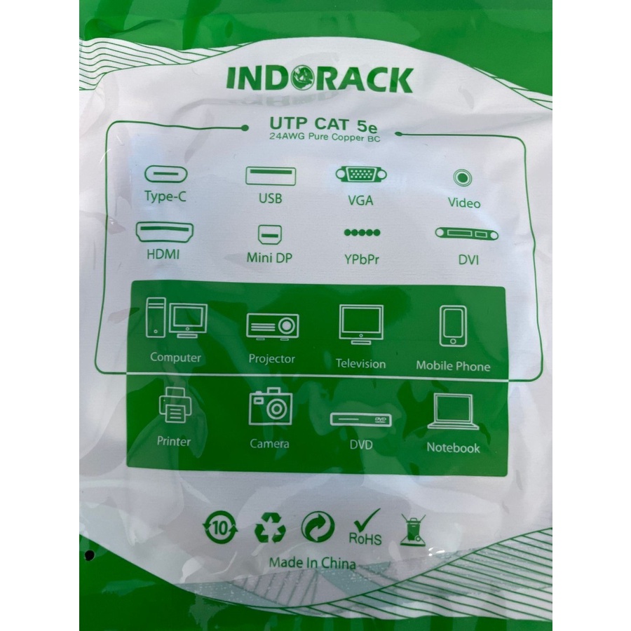 INDORACK C530W 30 Meter Kabel Lan CAT5e UTP Patch Cord Cable -WHITE