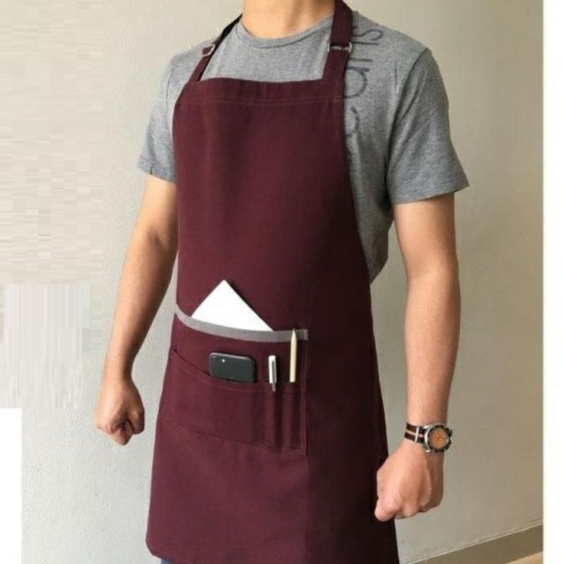 Apron Celemek Masak Barista cotton drill grade A original chef restaurant