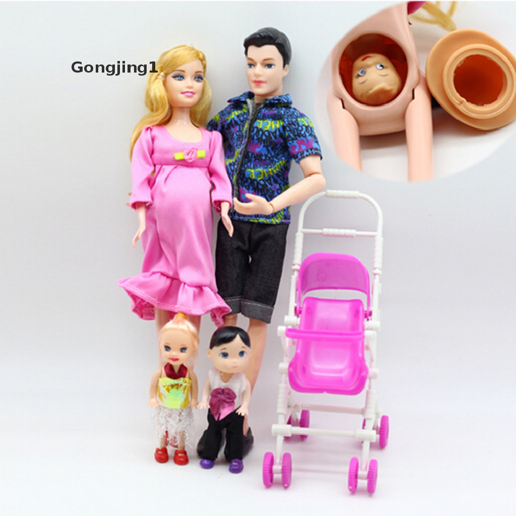 Gongjing1 6pcs / lot Mainan Edukasi Boneka Keluarga Ibu Hamil Untuk Anak Barbie