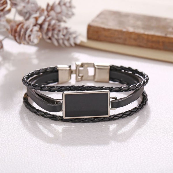 oila gelang kulit multilayer geometric leather bracelet jge114(4F3)