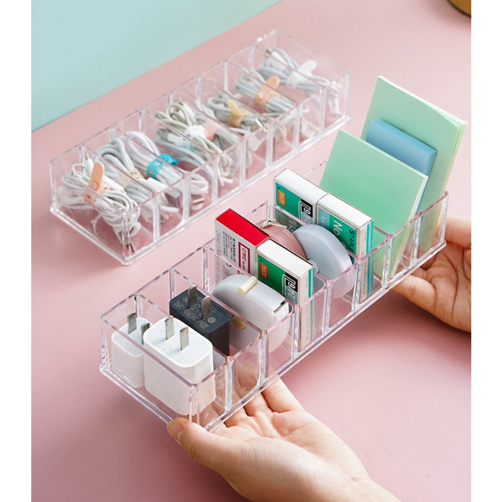 ACRYLIC MAKEUP CUSTOM TEMPAT BEDAK LIPSTIK KABEL REMOT AKSESORIS SERBAGUNA 8 SLOT CABLE STORAGE ORGANISER