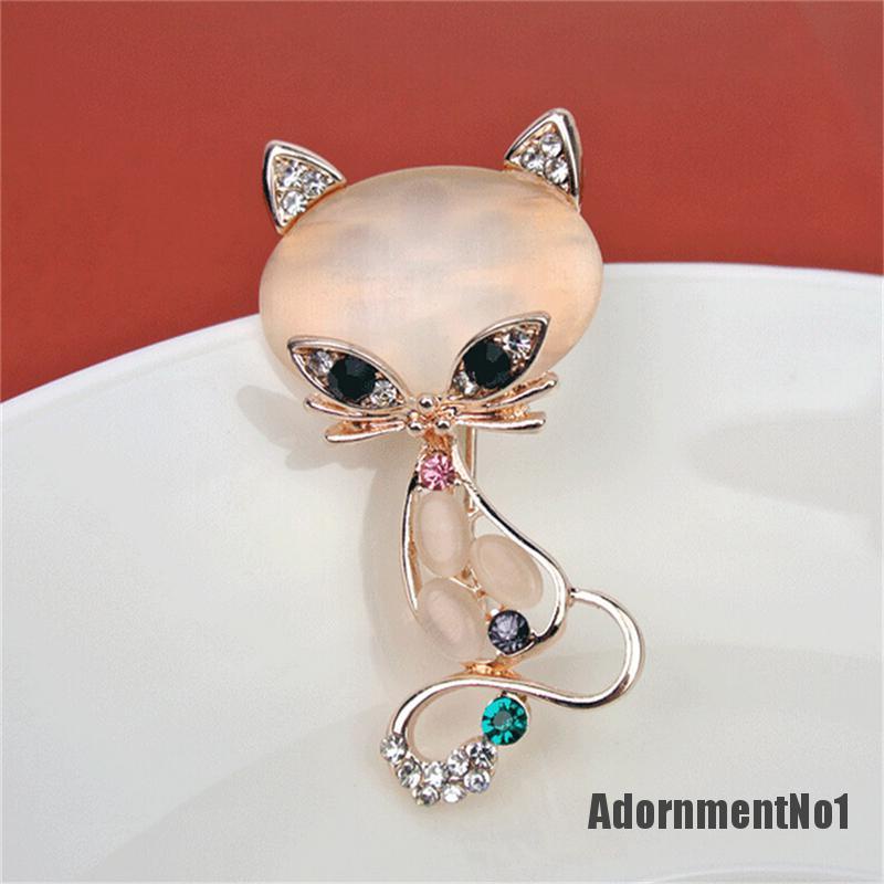 (Adornmentno1) Bros Pin Bentuk Rubah Opal Untuk Wanita