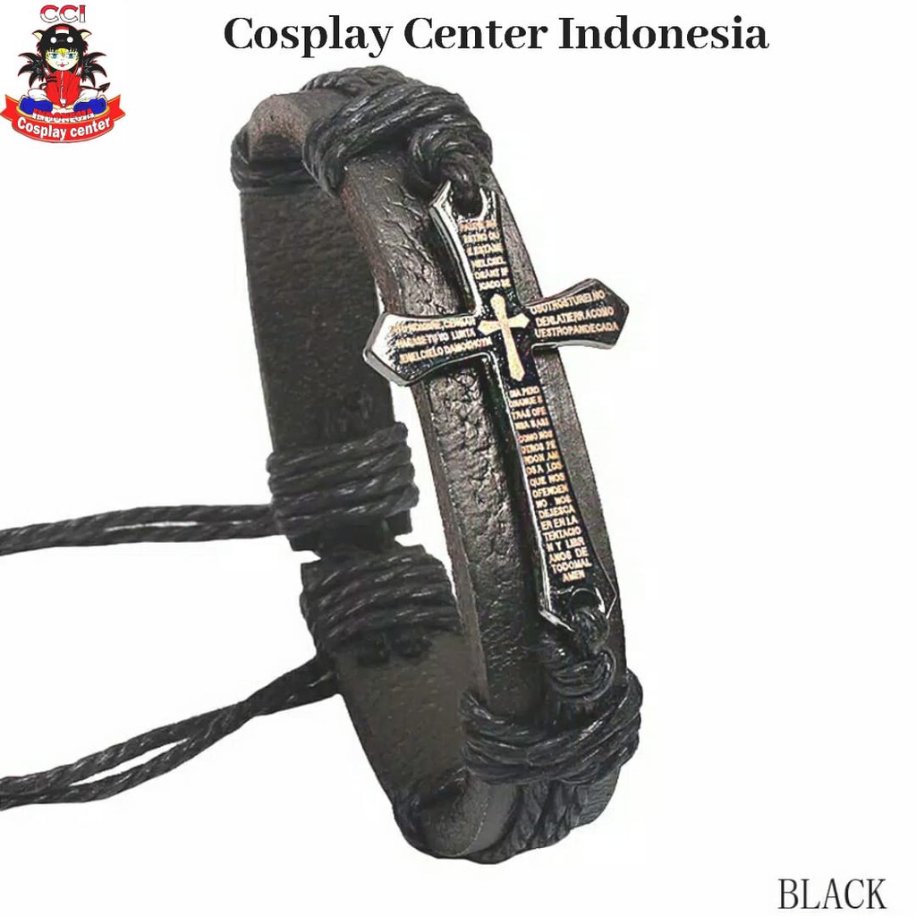 [Bisa COD] Gelang Kulit Salib Korea Hitam dan Coklat Gaya Vintage untuk Pria dan Wanita Gelang pria