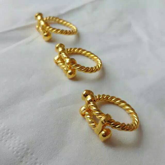 Cincin lilit model tambang lapis mas (persis seperti emas 24k)