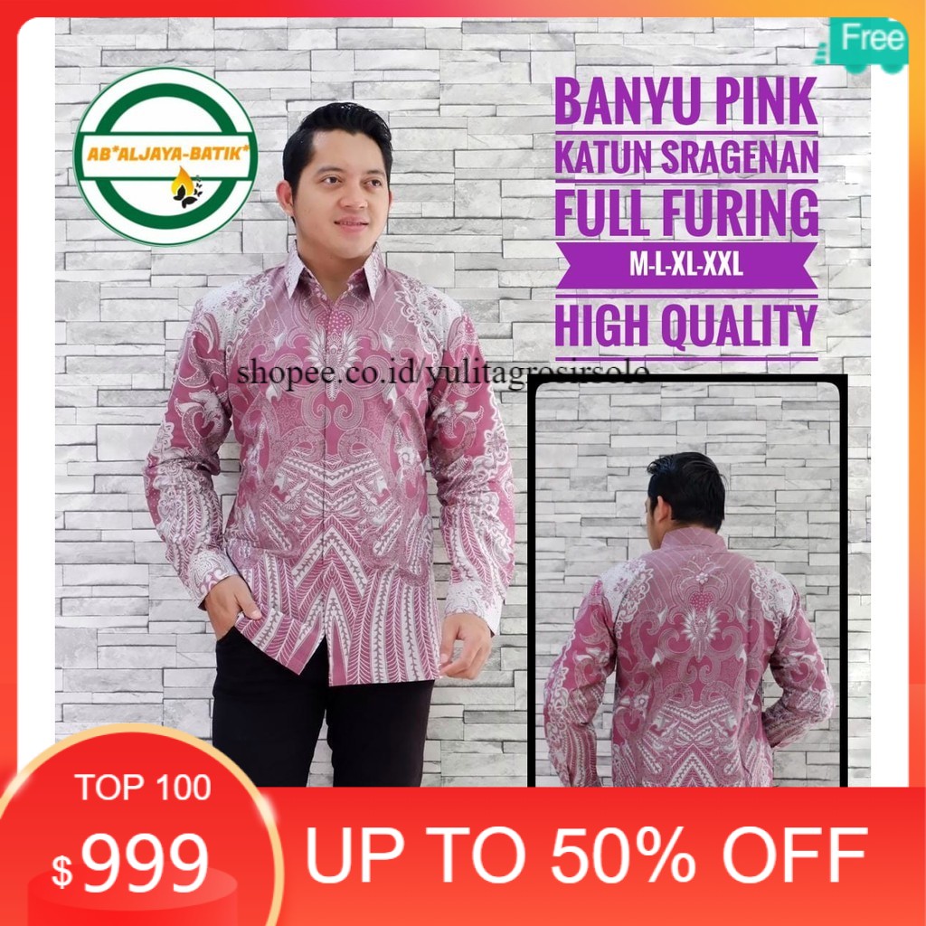 New Batik Cowok Warna Pink Batik Pria Lengan Panjang JUMBO XXXL 7