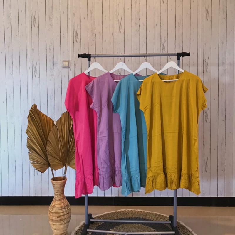 Daster viral kekinian | daster ruffle polos | daster kaum remaja | Baju tidur