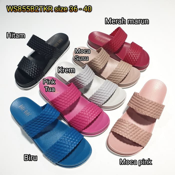 jelly sandal wanita barabara slop ban 2 karet import WS855B2TKR