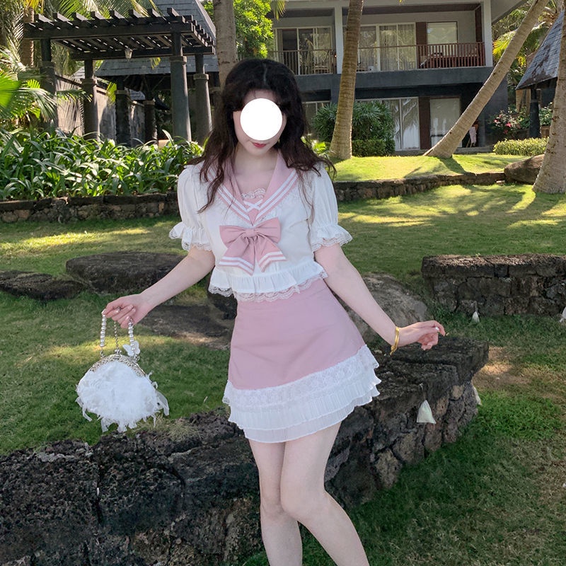 Red Rok renda anti-silau musim panas super peri Jepang daun teratai pinggang tinggi cocok untuk semua rok pendek a-line kecil