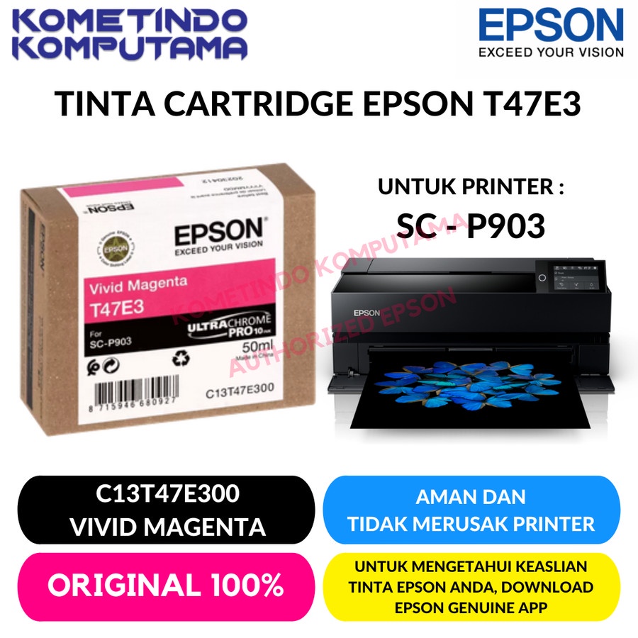 SC-P903 VIVID MAGENTA TINTA CATRIDGE EPSON SureColour C13T47E300 T47E3 T47E ORIGINAL 100%