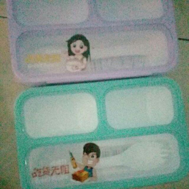Kotak Makan / Lunch Box/ Ompreng / Tepak / Food Box Yooyee Jinbao Kecil 3 Sekat Grid 606 Yooyee