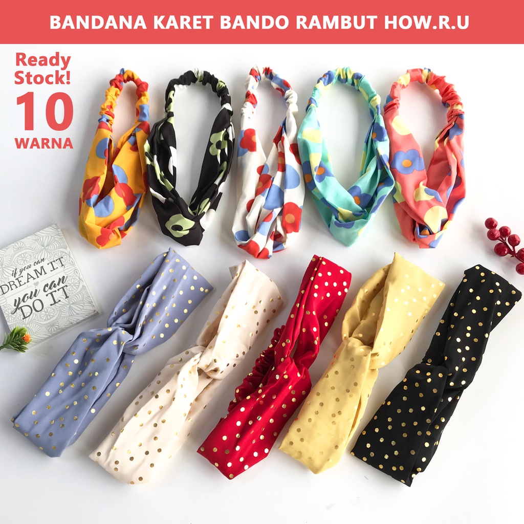 HOW.R.U | Bandana Karet Korean Style / Bando Elastis Silang Korea