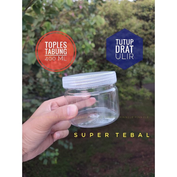 Isi 60 FREE KARDUS Toples Tabung Silinder Plastik 350 ml 400 ml / Toples Kue Kering Snack