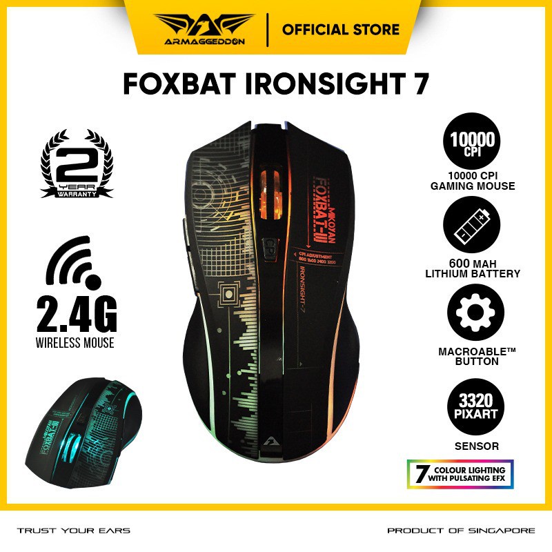 Armaggeddon Gaming Mouse Wireless Mikoyan FOXBAT-III Ironsight-7 Free Mousemat - [ Garansi 2 Tahun ]
