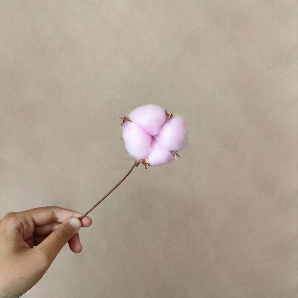 Artificial Cotton Single Stem Flower Bunga kapas Pajangan Hiasan Dekorasi Rumah