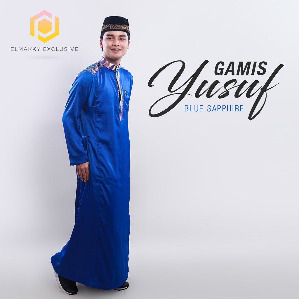 GAMIS YUSUF BLUE SAPHIRE BY ELMAKKY EXCLUSIVE  | GAMIS PRIA EL MAKKY EXCLUSIVE