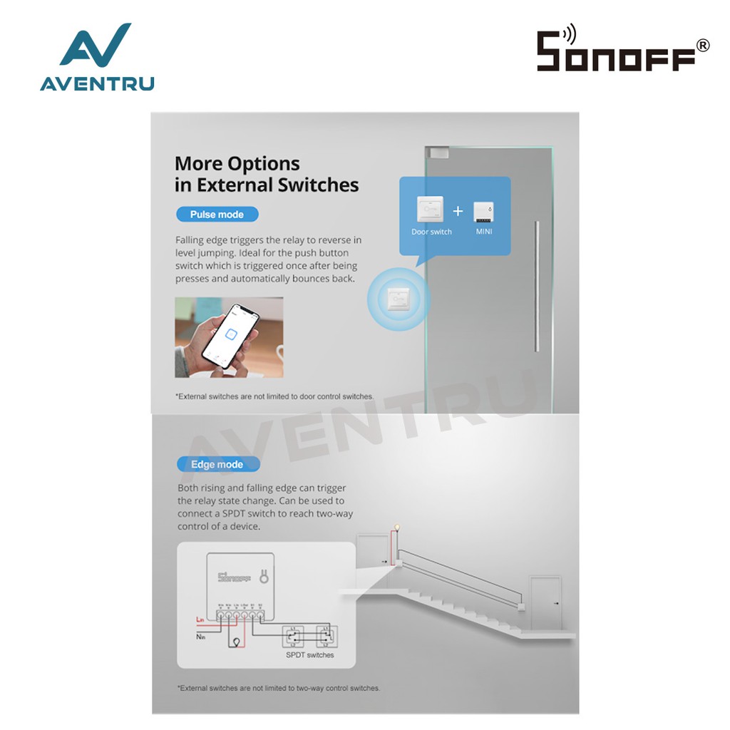 Sonoff MINI - Two way smart switch - control from switch and apps 10A