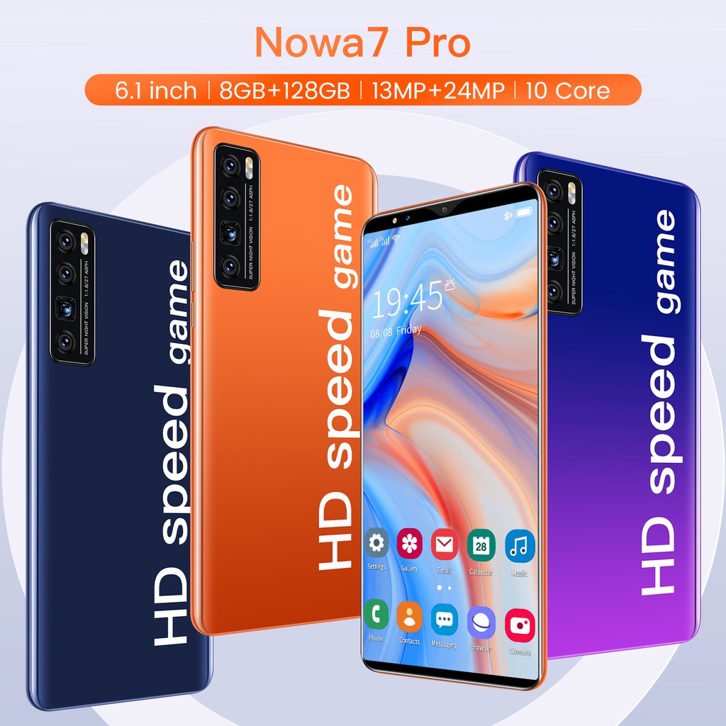 Nowa7 Pro 6.1 Inci Ponsel 8GB+128GB ROM 4800MAH Pengenalan Wajah Smartphone Sidik Jari Layar Penuh Smartphone HD Android 10.0 Dual SIM Dual Standby 4G Ponsel Mahasiswa Murah