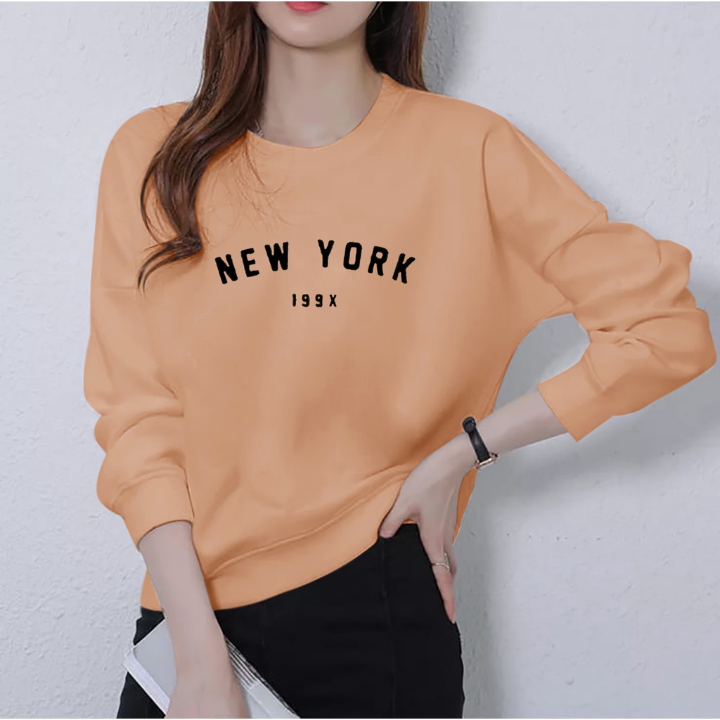 baju trendy NEW YORK wanita terbaru-kaos distro cewek lengan panjang keren kekinian-baju cewek kece terlaris