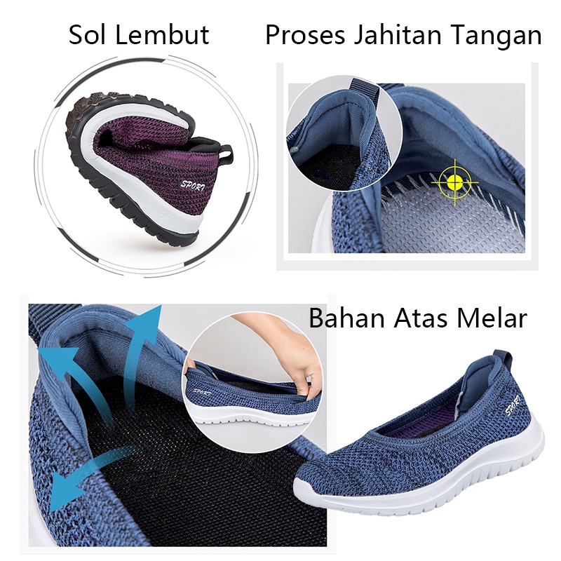 FOKU Sepatu Wanita Santai Sepatu Sneakers Wanita Sepatu Slip On Wanita Terbaru